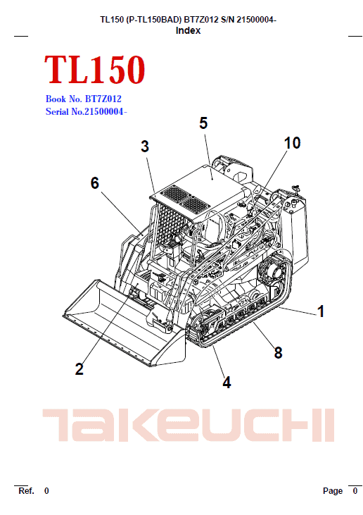 Takeuchi TL150 Loader Service Manual Workshop Guide