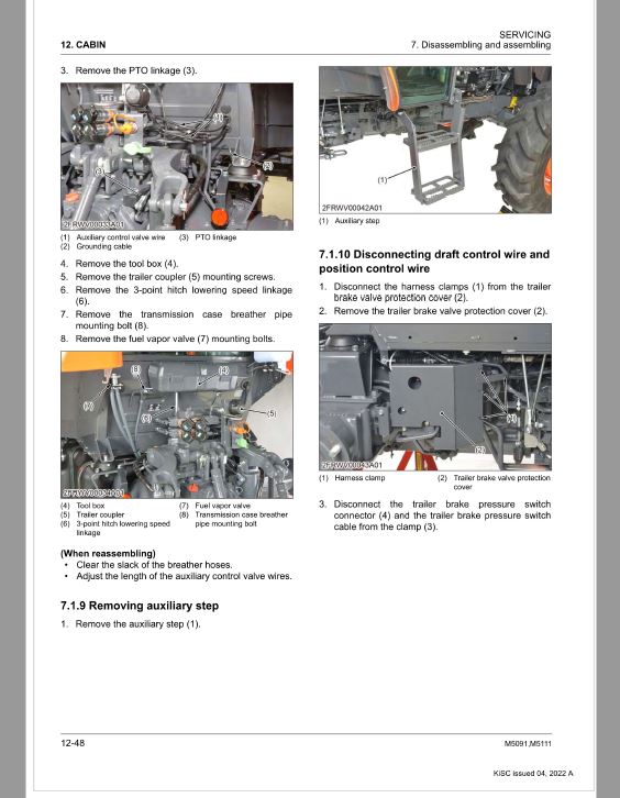 Kubota M5091, M5111 Tractor Workshop Service Repair Manual