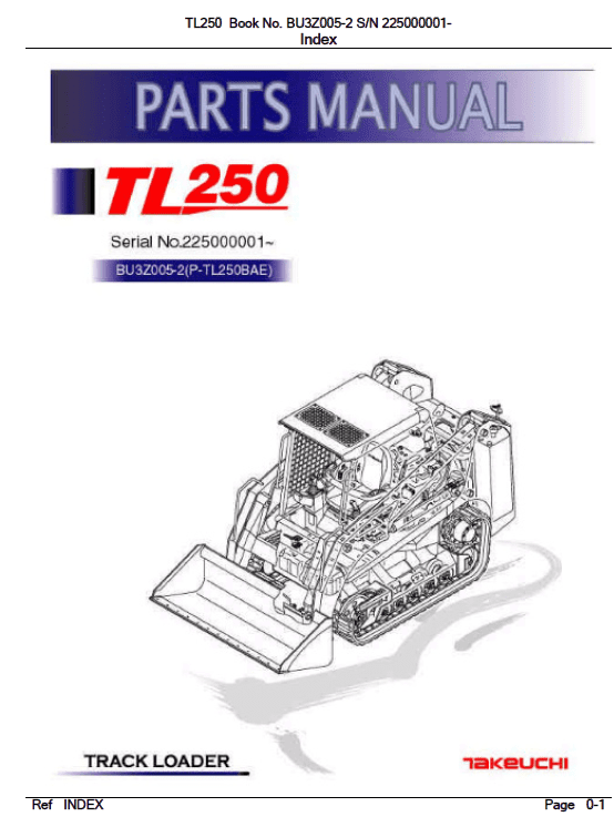 Takeuchi TL250 Compact Loader Service Manual Workshop Guide