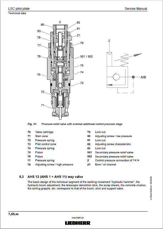 Liebherr A900C, A904C, A914C, A924C Litronic EDC Excavator Service Manual