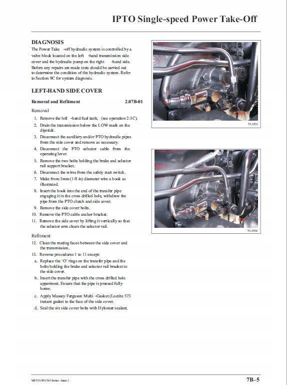 Massey Ferguson 533, 543, 563 Tractor Service Manual Workshop Guide