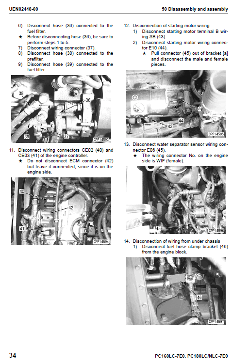 Komatsu PC160LC-7E0, PC180LC-7E0, PC180NLC-7E0 Excavator Manual Workshop Guide