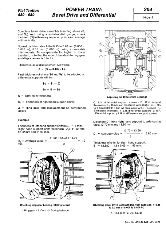 Fiat 580, 580DT, 680, 680DT Tractor Service Manual Workshop Guide