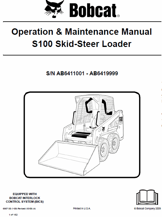 Bobcat S100 Skid-Steer Loader Service Manual Workshop Guide