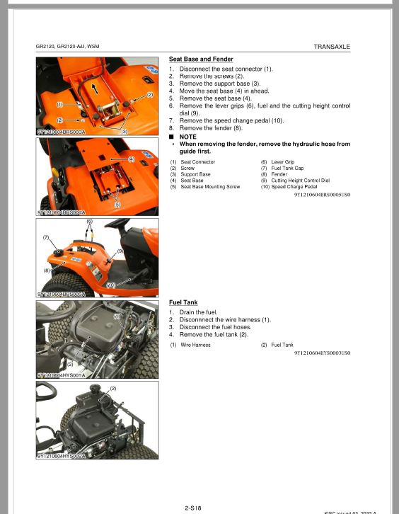 Kubota GR2120, GR2120-AU Lawn Mower Workshop Service Repair Manual