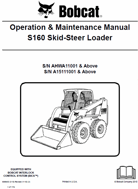 Bobcat S160 Skid-Steer Loader Service Manual Workshop Guide