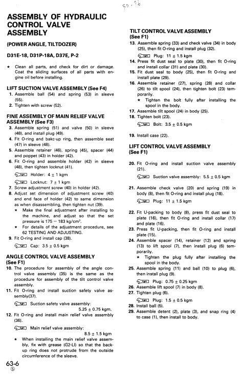 Komatsu D31P-18A, D31S-18, D31Q-18, D37E-2, D37P-2 Dozer Manual Workshop Guide