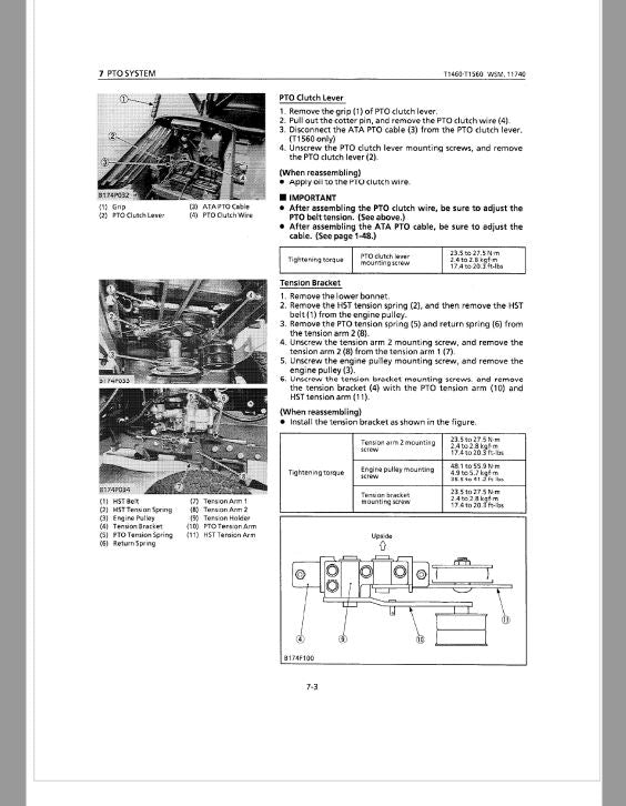 Kubota T1460, T1560, T1760 Lawn Mower Workshop Repair Manual