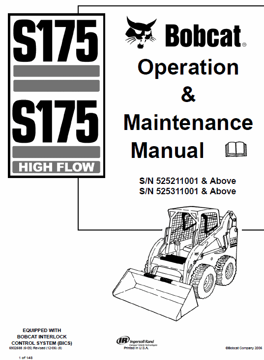 Bobcat S175 and S185 Skid-Steer Loader Service Manual Workshop Guide