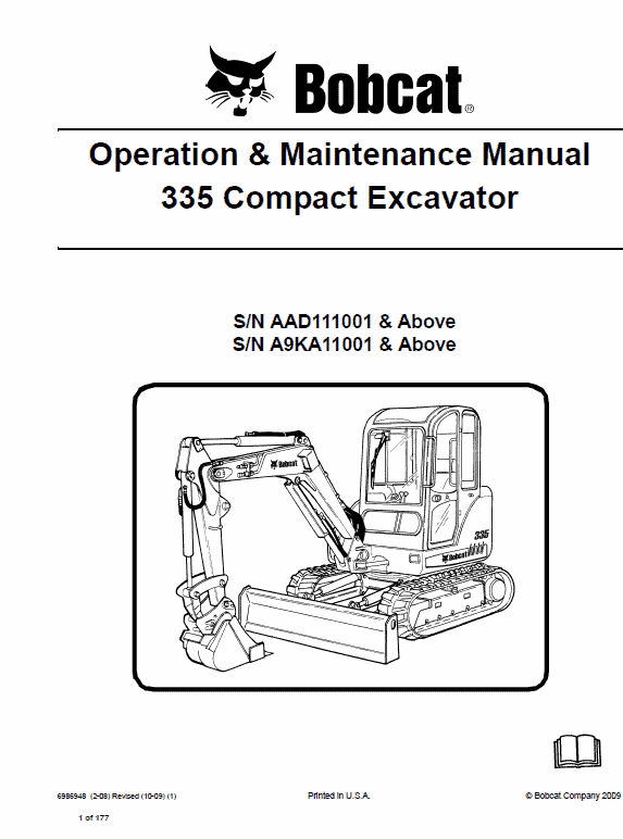 Bobcat 335 Compact Excavator Service Manual Workshop Guide