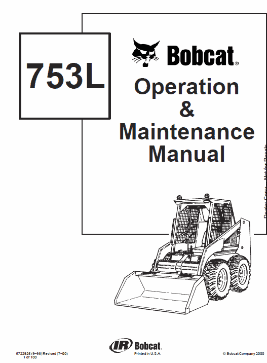 Bobcat 753 and 753HF Skid-Steer Loader Service Manual Workshop Guide