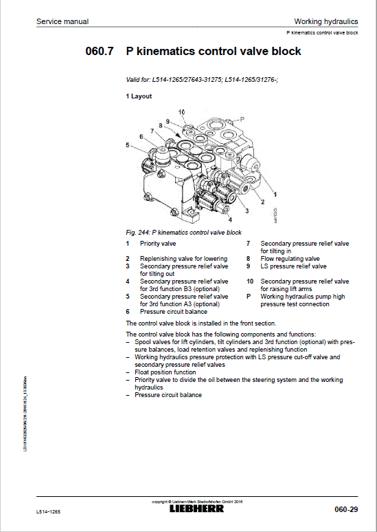 Liebherr L514 Type 1265 Wheel Loader Service Manual