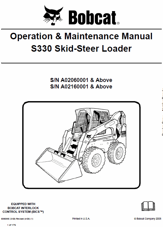 Bobcat S330 Skid-Steer Loader Service Manual Workshop Guide