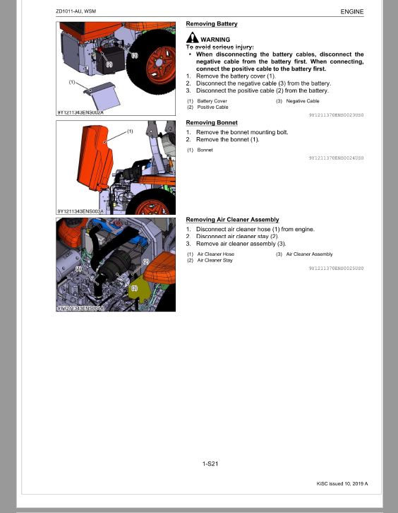 Kubota ZD1011-AU Mower Workshop Repair Manual