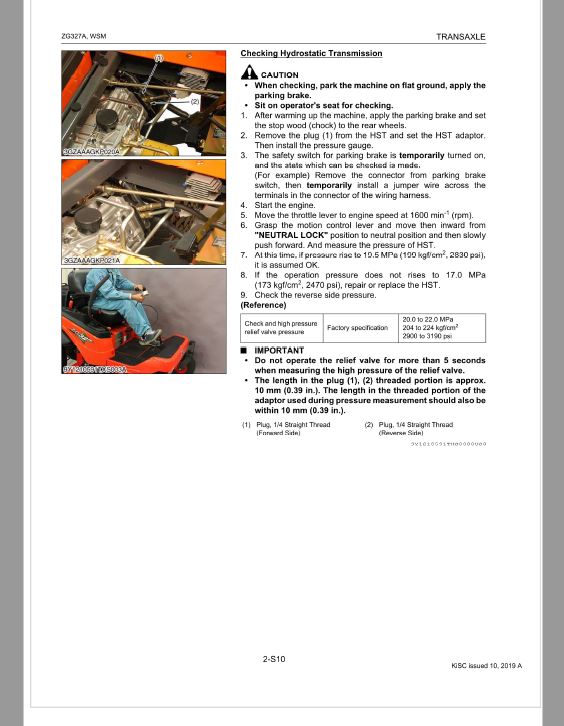 Kubota ZG327A Zero Turn Mower Workshop Repair Manual