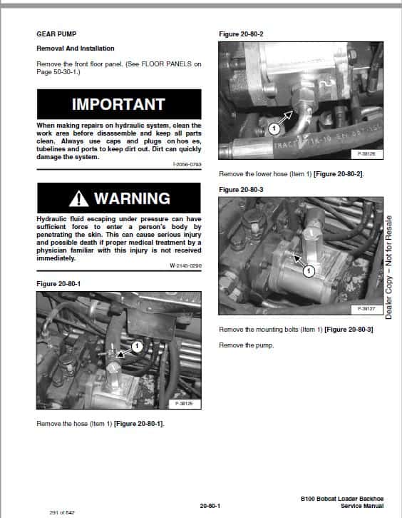 Bobcat B100 Loader Service Repair Manual