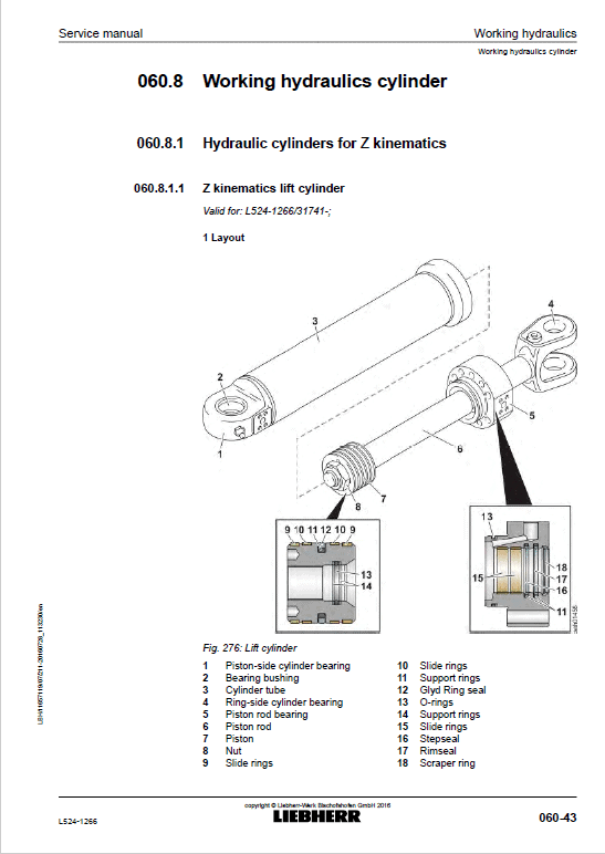 Liebherr L524 Type 1266 Wheel Loader Service Manual
