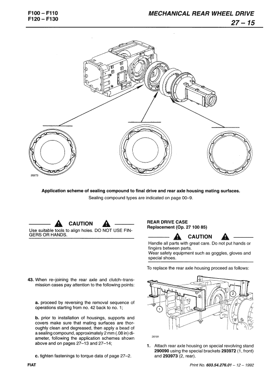 Fiat F100, F110, F120, F130 Tractor Workshop Service Manual Workshop Guide