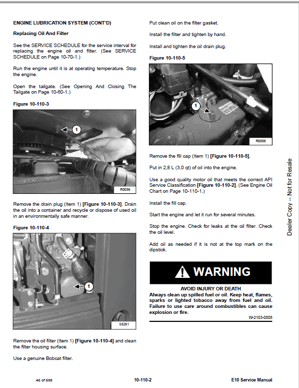 Bobcat E10 Excavator Repair Service Manual
