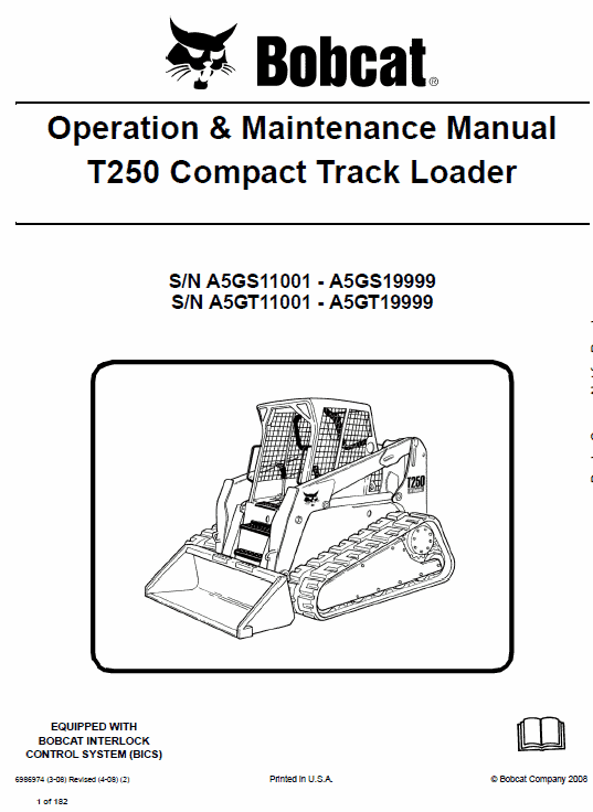 Bobcat T250 Loader Service Manual Workshop Guide