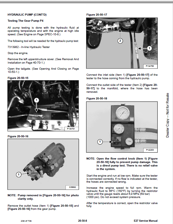 Bobcat E27 Excavator Repair Service Manual