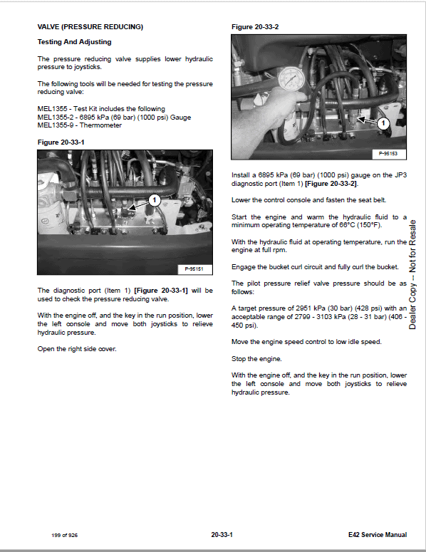 Bobcat E42 Excavator Repair Service Manual