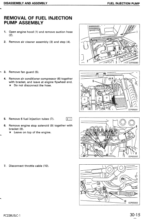 Komatsu PC228US-2, PC228USLC-1 and PC228USLC-2 Excavator Manual Workshop Guide