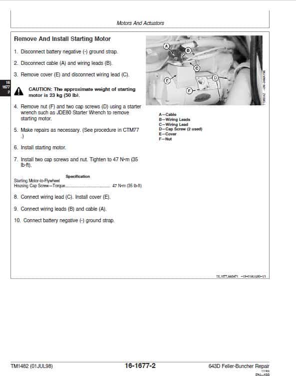 John Deere 643D Feller Buncher Repair Technical Manual Workshop Guide