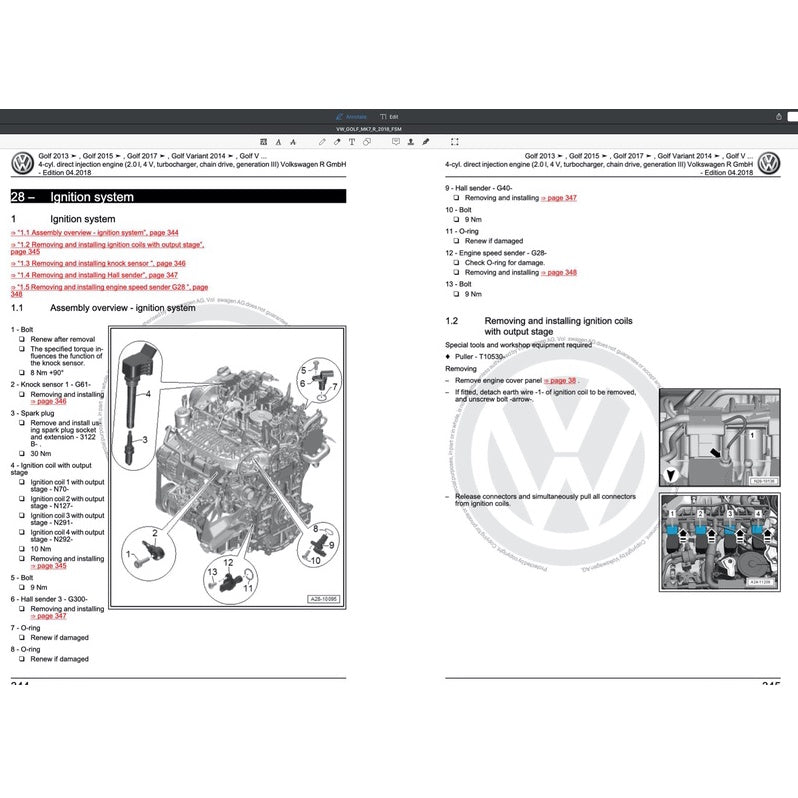 VW GOLF "R" MK7.5 2018 Full Manual Set – Repair & Maintenance Manual