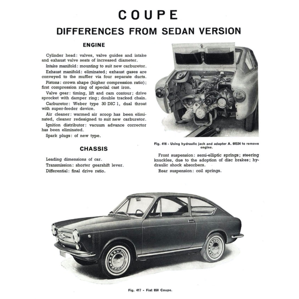 FIAT 850 100 B/C/G 1964-1973 Full Manual Set – Repair & Maintenance Manual and User Handbook