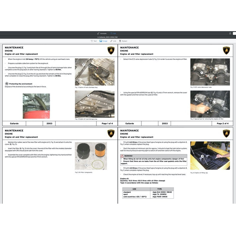 LAMBORGHINI GALLARDO COUPE LDAS32 2003-2008 Full Manual Set – FACTORY Repair & Maintenance Manual