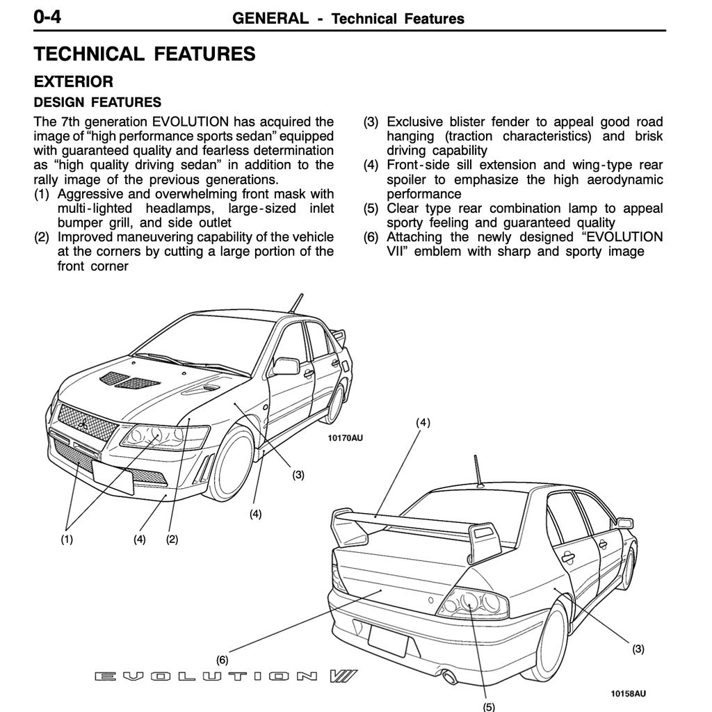 MITSUBISHI LANCER EVO 3,4,5,6,7,8,9,10 1995-2007 Full Manual Set – Repair & Maintenance Manual
