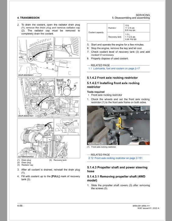 Kubota M5N-091, M5N-111 Tractor Workshop Service Repair Manual