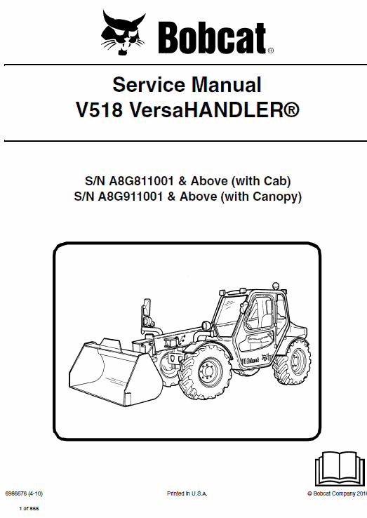 Bobcat V518 VersaHANDLER Telescopic Service Manual Workshop Guide