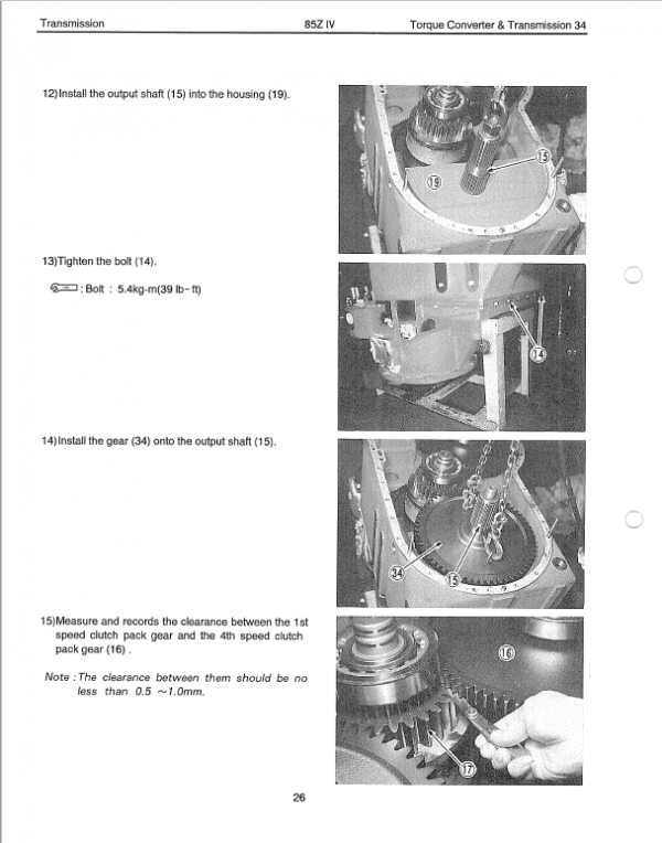 Kawasaki 85ZIV Wheel Loader Repair Service Manual