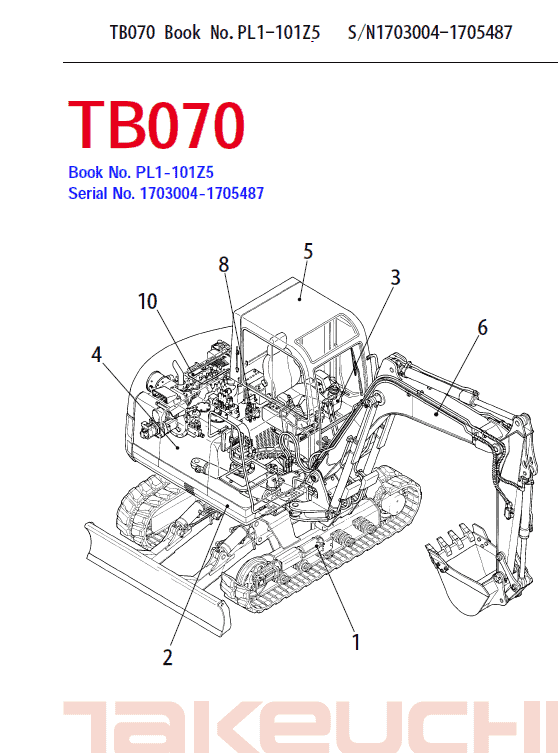Takeuchi TB070 and TB070W Excavator Service Manual Workshop Guide