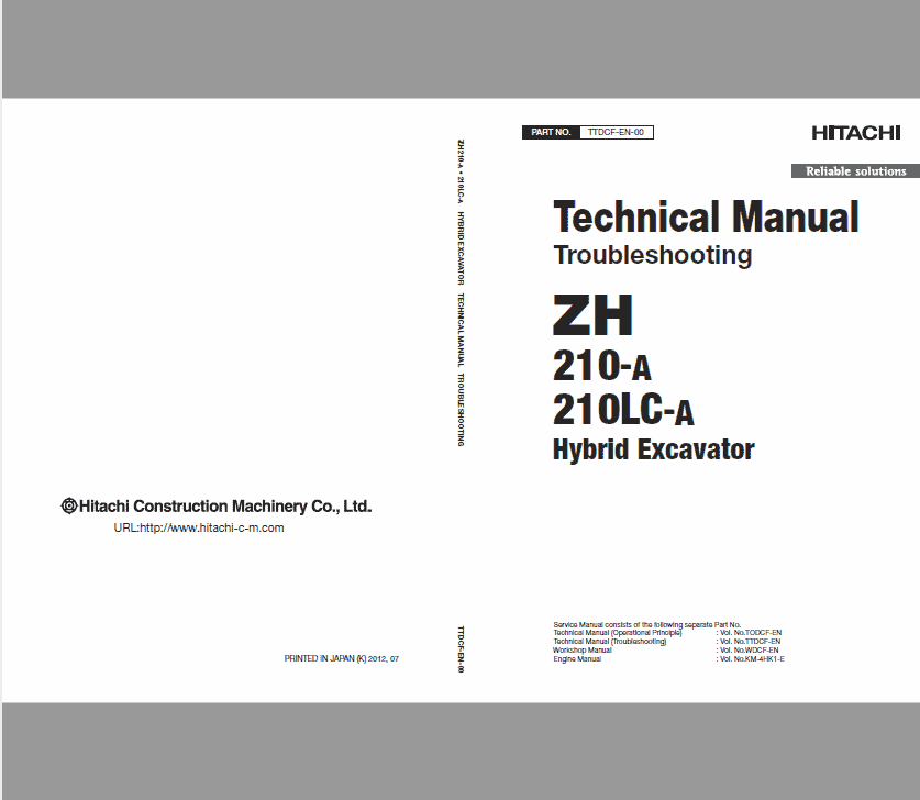 Hitachi ZH210-A and ZH210LC-A Excavator Service Repair Manual Workshop Guide