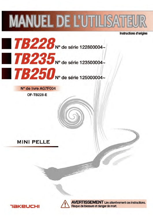 Takeuchi TB228 Compact Excavator Service Manual Workshop Guide