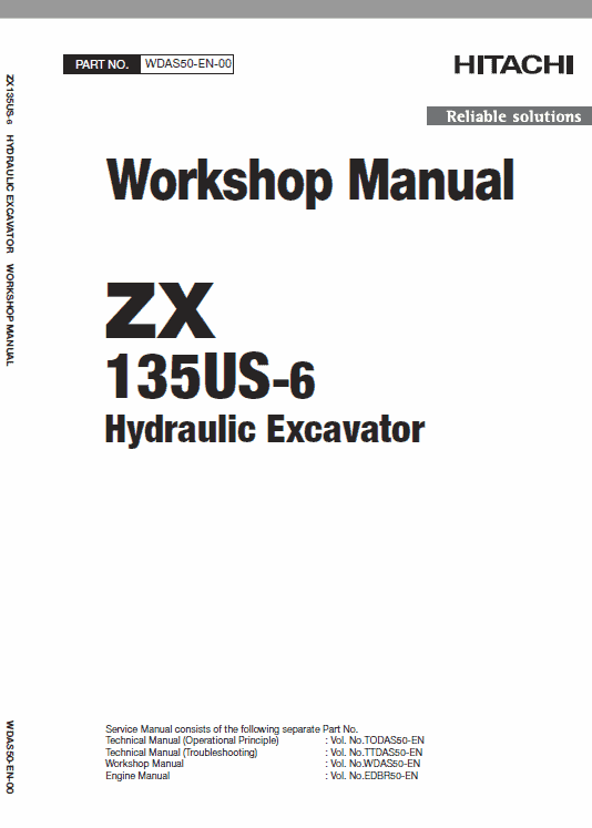 Hitachi ZX135US-6 Excavator Service Repair Manual Workshop Guide