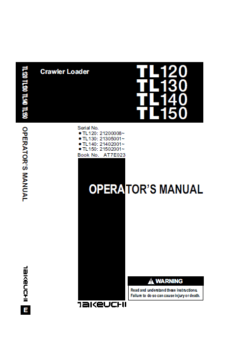 Takeuchi TL150 Loader Service Manual Workshop Guide