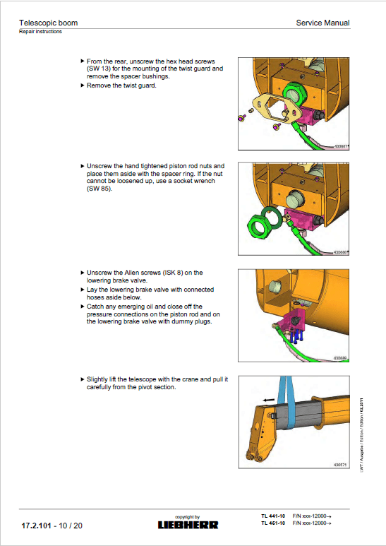 Liebherr TL441-10, TL451-10, TL441-13, TL451-13 Telescopic Handler Service Manual