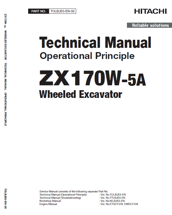 Hitachi ZX170W-5A and ZX170W-5B Excavator Service Repair Manual Workshop Guide
