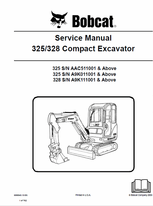 Bobcat 325 and 328 Compact Excavator Service Manual Workshop Guide