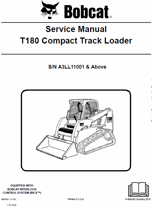 Bobcat T180 Compact Loader Service Manual Workshop Guide