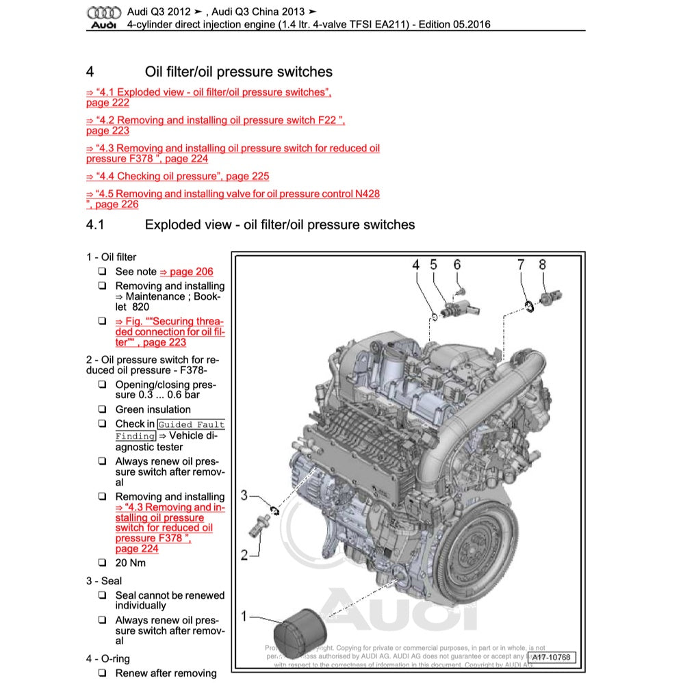 AUDI Q3 8U 2011-2018 Full Manual Set – Repair & Maintenance Manual