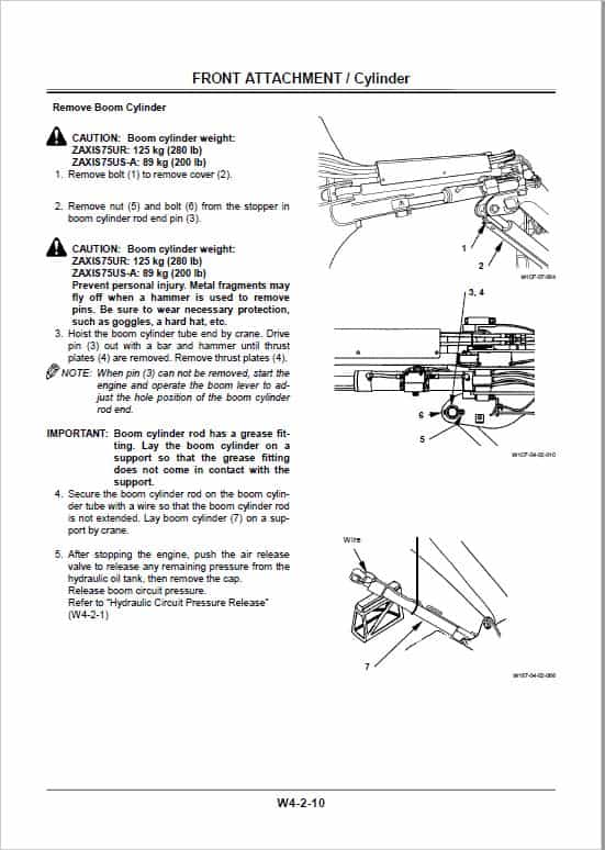 Hitachi ZAXIS 75US-A, 75 UR Excavator Repair Service Manual