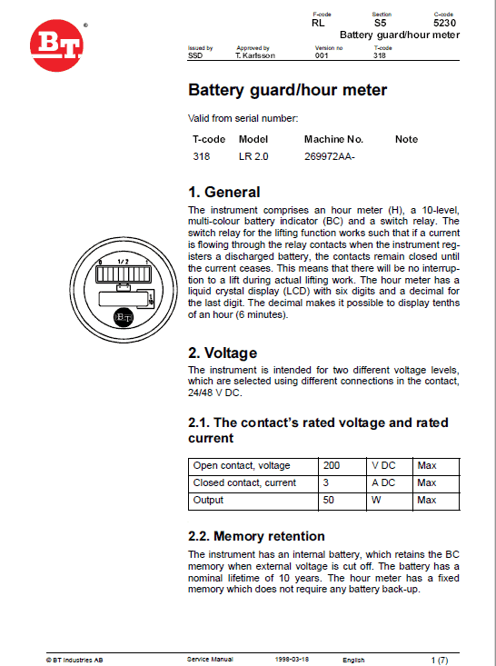 BT LR 2.0 Pallet Truck Service Manual