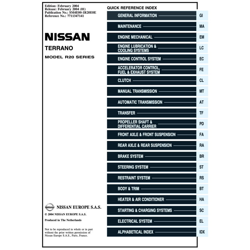 NISSAN TERRANO II 1993-2005 Full Manual Set – Repair & Maintenance Manual
