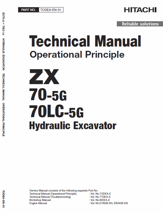Hitachi ZX70-5G, ZX70LC-5G Excavator Service Repair Manual Workshop Guide