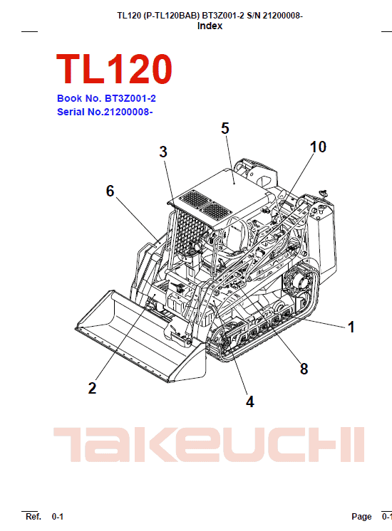 Takeuchi TL120 Loader Service Manual Workshop Guide
